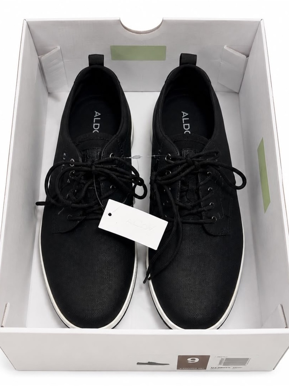 ALDO Black Low-Top Lace-Up Sneakers with White Sole